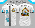 Honduras States Baseball Jersey featuring Atlántida with vibrant crest and urban street wear style.
