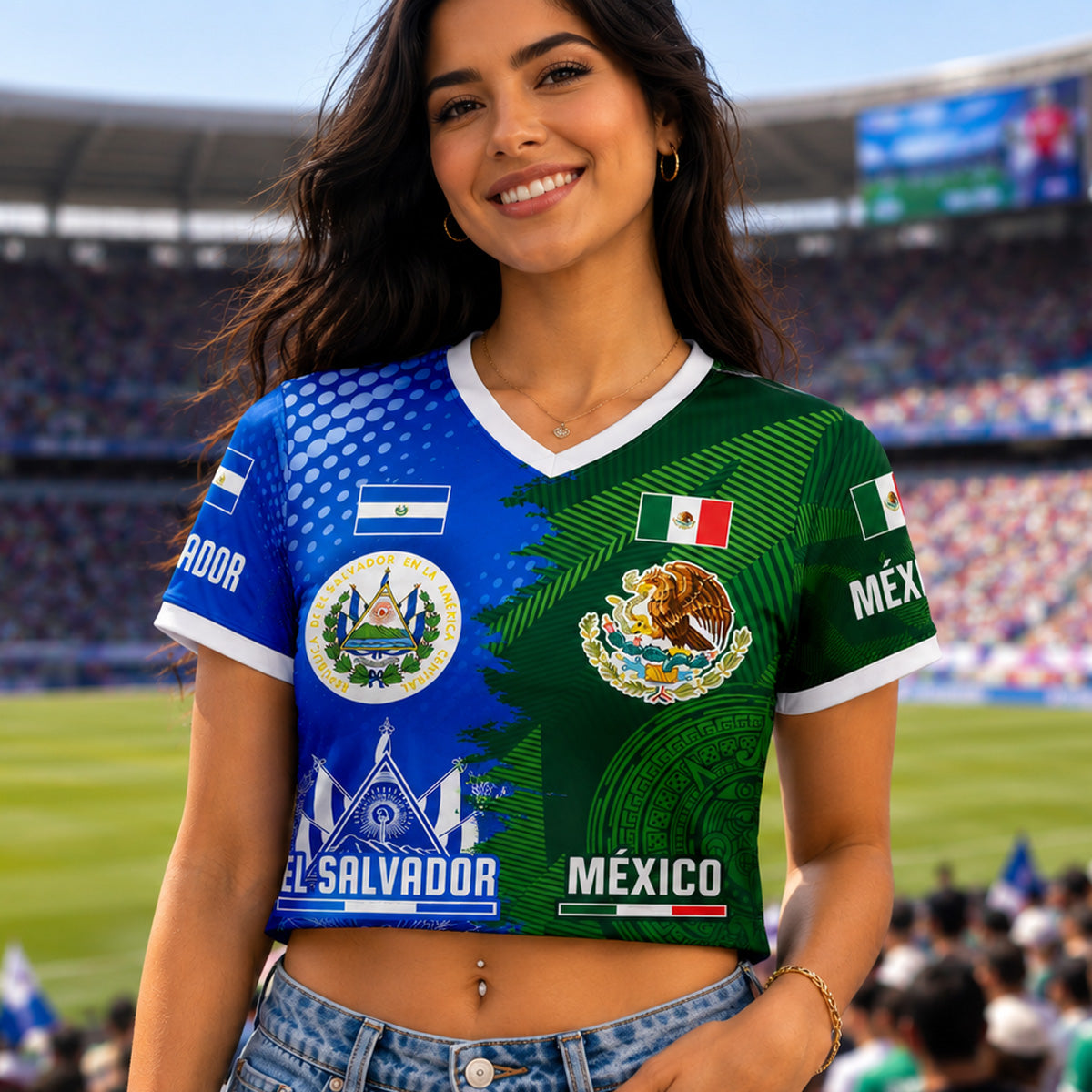 Mexico El Salvador Crop Top Jersey