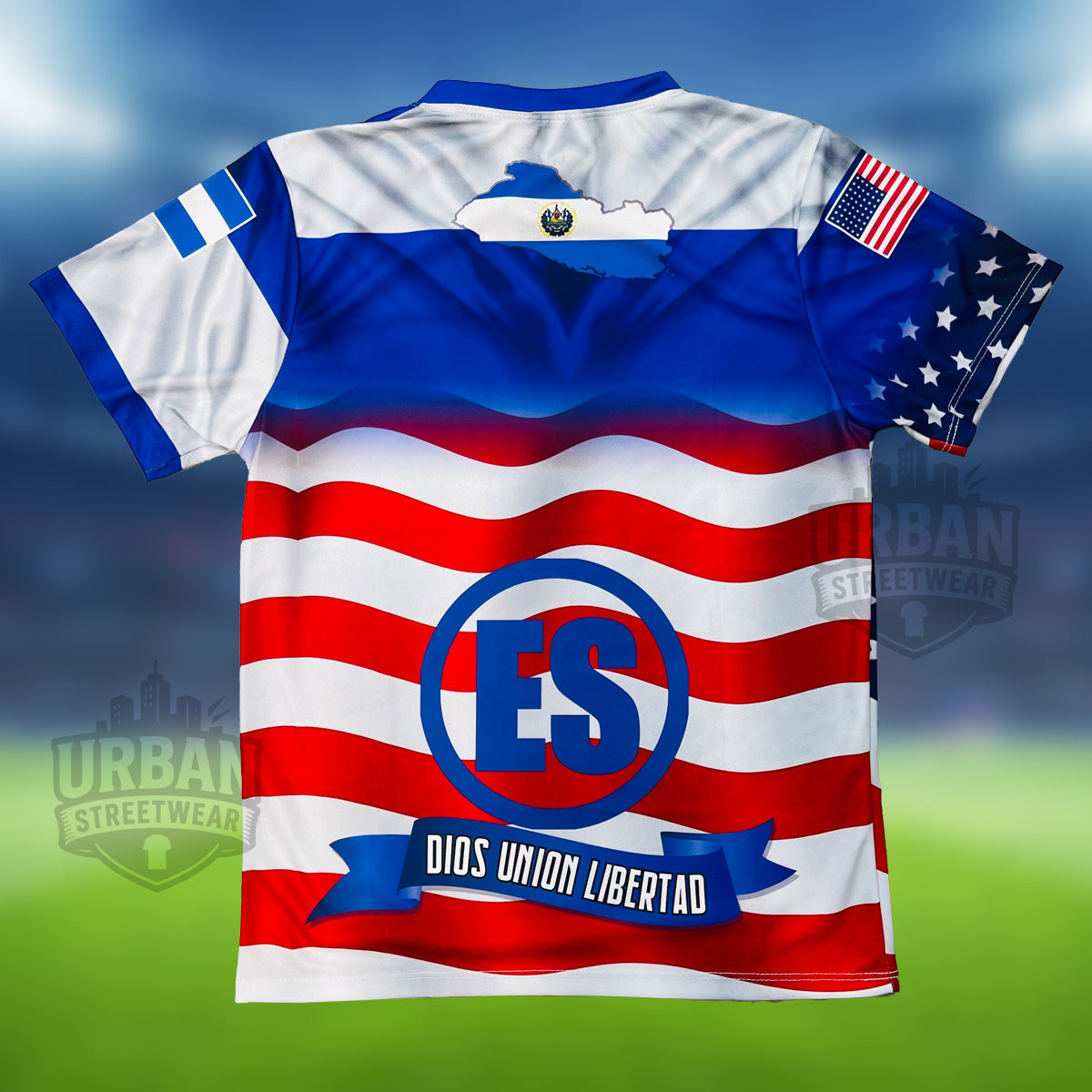 El Salvador USA Soccer Jersey, USA, El Salvador, Unisex, Soccer Jersey