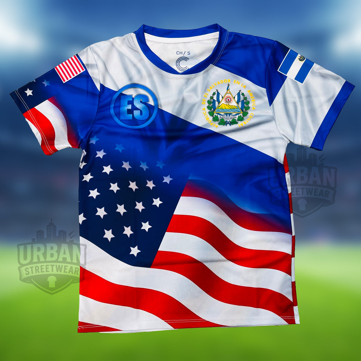 El Salvador USA Soccer Jersey, USA, El Salvador, Unisex, Soccer Jersey